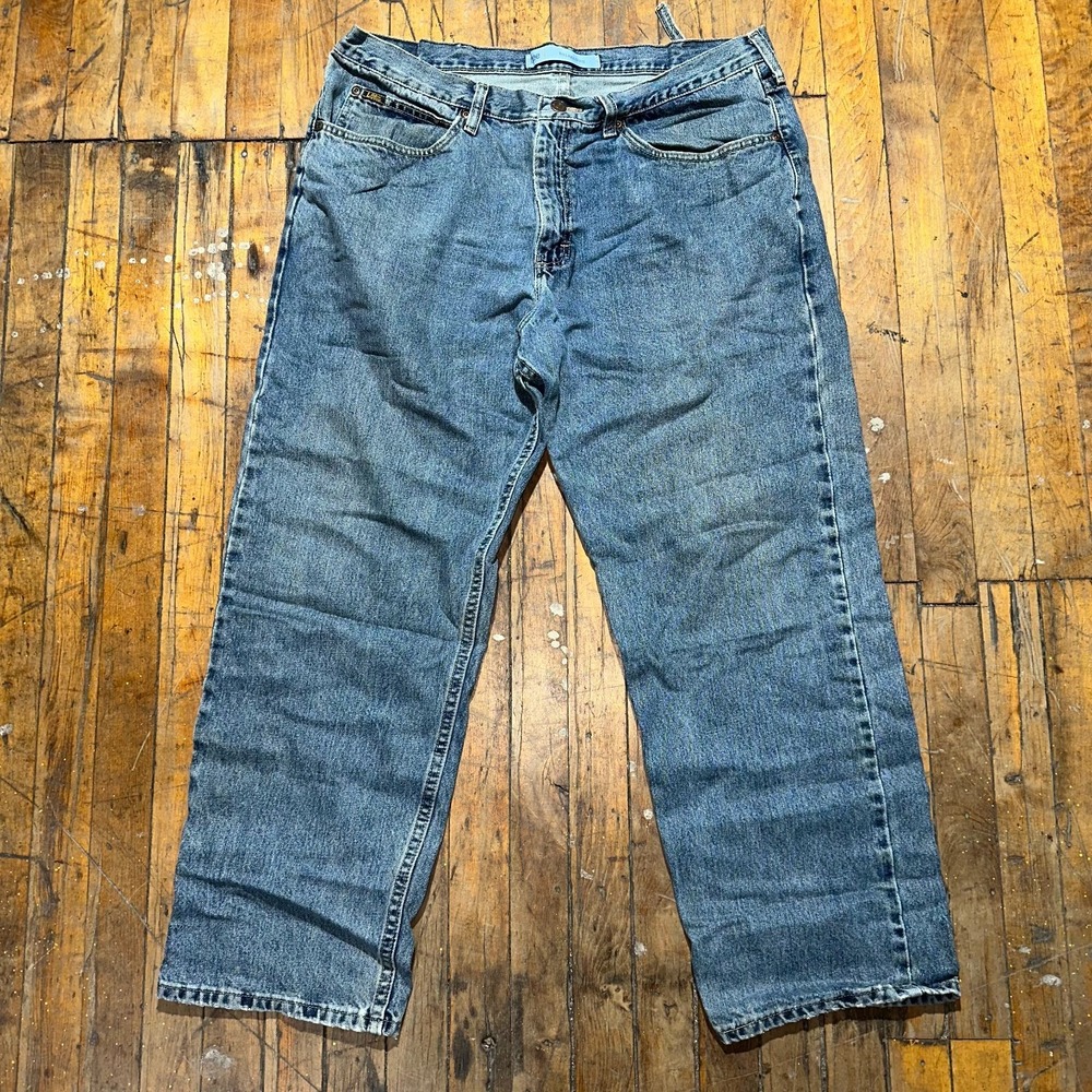 Lee Jeans Men's 38x29 Blue Denim Solid Relaxed Fit Straight‎ Leg 5 Pocket Design